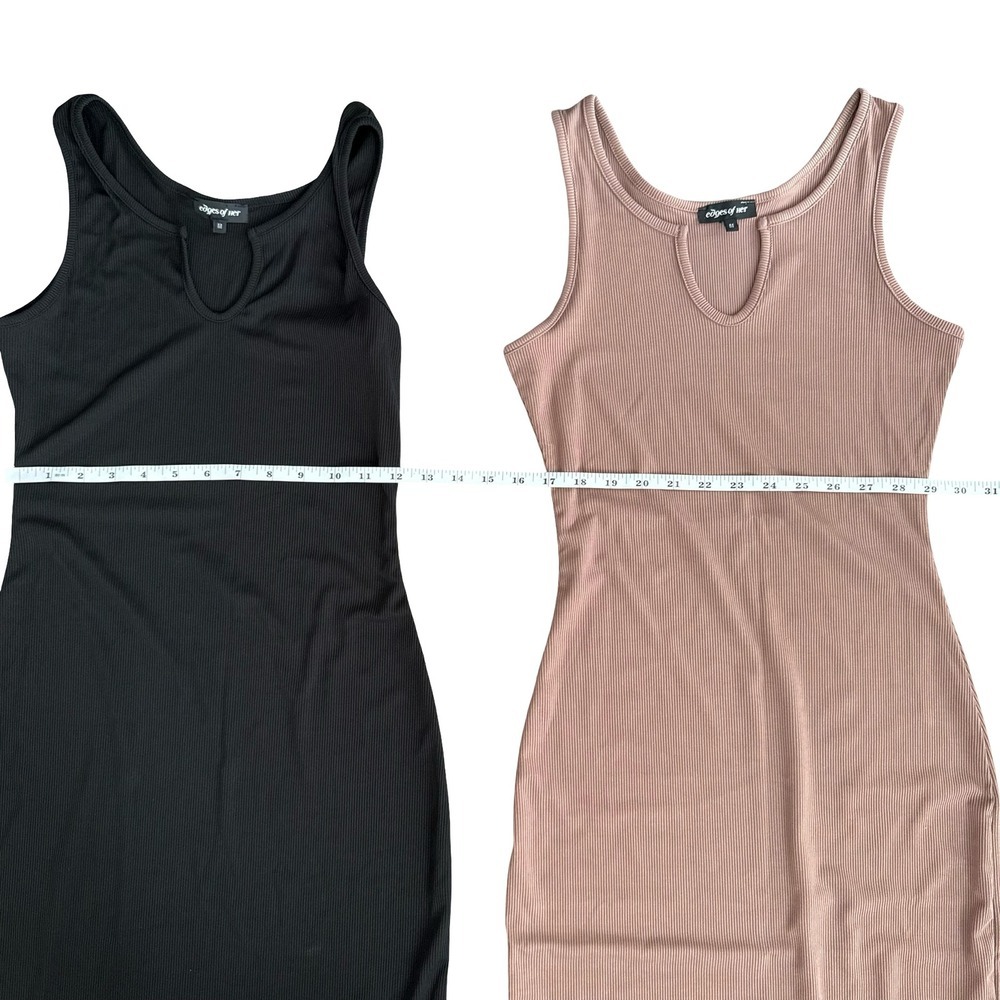 Edges of Her Maxi Dresses Black Brown Blue Ribbed Notched Neck Womens XS - Picture 6 of 7